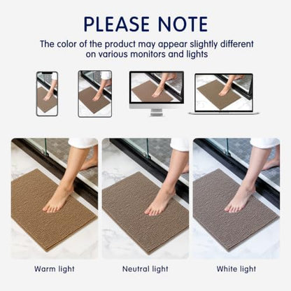 SUBRTEX Bathroom Rugs, 24" x 44" Chenille Bath Rug Soft Short Plush Bath Mat Soft Shower Mat Water Absorbent Shower Mat Quick Dry Machine Washable, Taupe