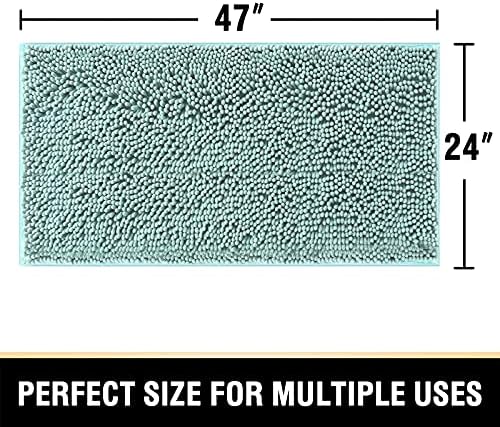 H.VERSAILTEX Bathroom Rugs Bath Mats Non Slip Luxury Chenille Bathroom Runner Rug 24x47 Extra Soft and Absorbent Shaggy Rugs Washable Dry Fast Area Carpet Mats, Tub - Aqua Foam