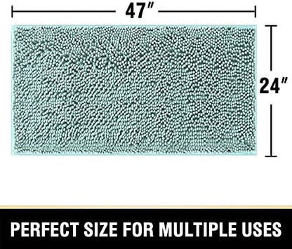 H.VERSAILTEX Bathroom Rugs Bath Mats Non Slip Luxury Chenille Bathroom Runner Rug 24x47 Extra Soft and Absorbent Shaggy Rugs Washable Dry Fast Area Carpet Mats, Tub - Aqua Foam