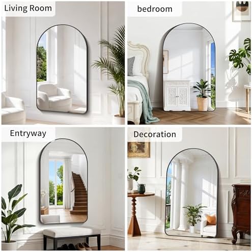 GLASHOM Arched Bathroom Mirror, 30"x50" Black Arched Mirror for Bathroom, Wall Mounted Mirror, Vanity Wall Mirror Metal Frame for Bedroom, Entryway, Living Room, Vertically Hanging