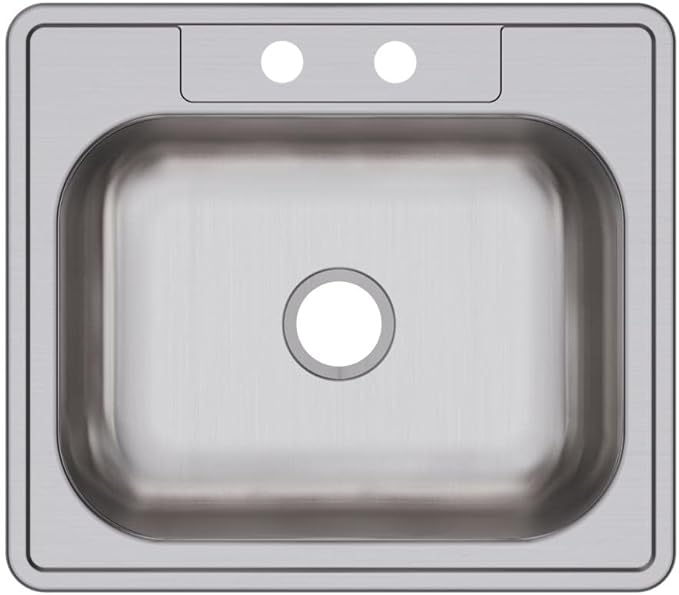 Elkay D125222 22 Gauge Stainless Steel Single Bowl Top Mount Kitchen Sink, 25 x 22 x 6.5625"