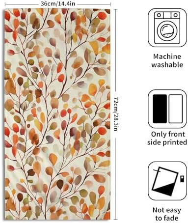 Leaves Floral Hand Towels 14x28 Inch 2Pcs Pack Orange Color Boho Floral Absorbent Soft Fingertip Tea Towel Dish Towel Cloth for Sports Gym Yoga Kitchen Bathroom Home Decor