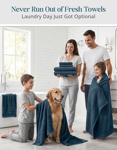 Casa Platino Bathroom Towel Set 24 Piece Soft Absorbent - Steel Blue