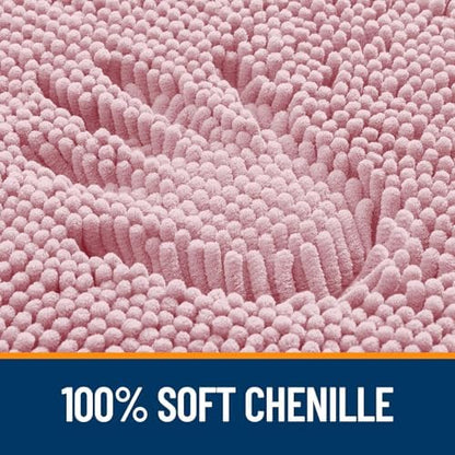 OLANLY Chenille Bathroom Rugs Mats Set 2 Piece, 36"x24"+24"x20", Dusty Rose