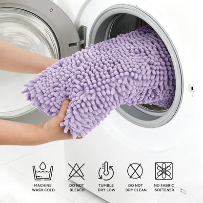 Bcoimo Bath Rug Mat,Chenille Extra Soft Lavender Bathroom Floor Shower Mats