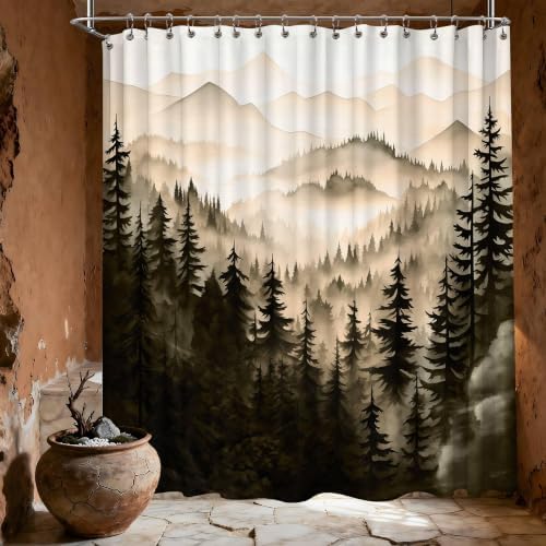 Dark Brown Forest Extra Wide Shower Curtain, 108X72 in for Clawfoot Tub