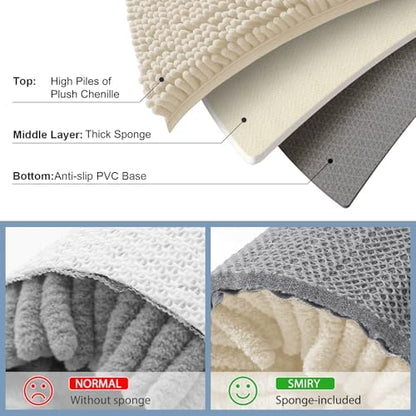 Smiry Bathroom Rugs 24X16, Luxury Chenille Extra Soft Absorbent Bath Mat