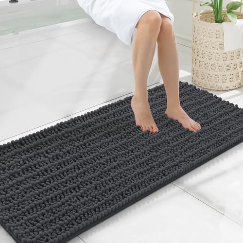 Smiry Bathroom Rugs 47X20, Extra Soft Rubber Backing Chenille Bath Mats