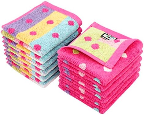 ORIGINAL KIDS Wash Cloth - 100% Cotton Set of 12 Pink Multicolor Washcloths