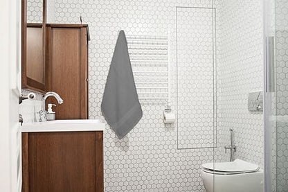 Bath Towels Pack of 6 – 24" x 48" – 100% Cotton Terry, Soft, Quick-Dry & Highly Absorbent – Light Grey Towels for Bathroom, Spa, Gym, Hotel, Pool & Everyday Use