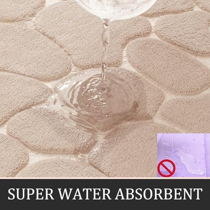 YIHOUSE Bathroom Rugs Mat Set, Memory Foam Bath Mat 5 Piece Khaki