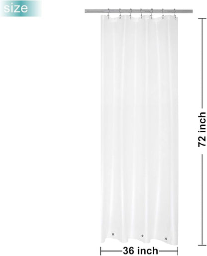 36x72 Stall Size Shower Curtain Liner Frost | 3 Bottom Magnets,7 Rustproof Grommets,Water Proof Heavy Duty PEVA,36W x 72H for Small Bathroom or Shower Stall