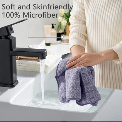 Ycosy Hand Towels Set 16x31 Inches,Soft Microfibers Bathroom Towel Set 2 Pack,Highly Absorbent Quick Dry Luxury Towel Hotel Spa Gym Hand Towel Collection for Bathroom,Dark Purple