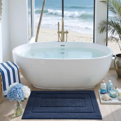 DEXI Bathroom Rugs 43x24, Non-Slip and Absorbent Bath Mat, Navy