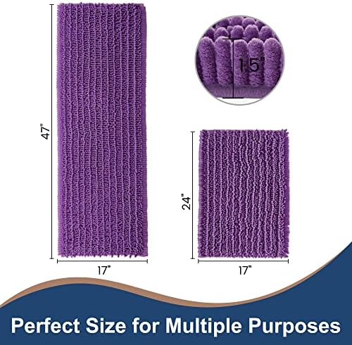 Luxury Chenille Lavender Bathroom Rugs Sets 2 Piece, Thickened Hot Melt Rubber Bottom Bath Mats for Bathroom Non Slip,Bath Rugs Quick Dry Machine Washable for Shower Mat (47"x17"+17"x24")