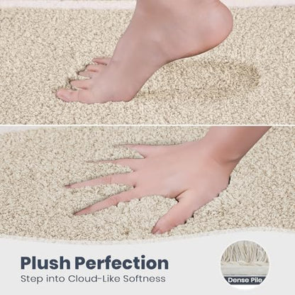 PURRUGS Bathroom Rug, Bath Mat, 20" x 24" U-Shaped, Beige