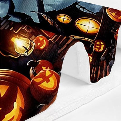 MEHOFOND Halloween Evil Pumpkin Shower Curtain Horror Castle Bath Curtain
