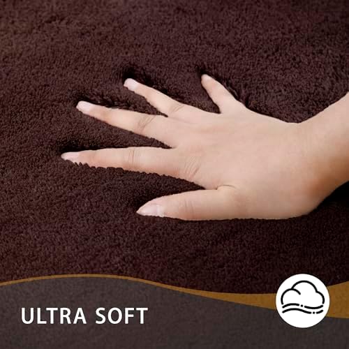 MINIDEAR Bathroom Rugs 24x17 Dark Brown - Thick Memory Foam Bath Mat, Ultra Soft & Plush Fluffy, Non-Slip, Quick Dry, Absorbent Washable Floor Microfiber Mat for Tub, Home Decor Accessories