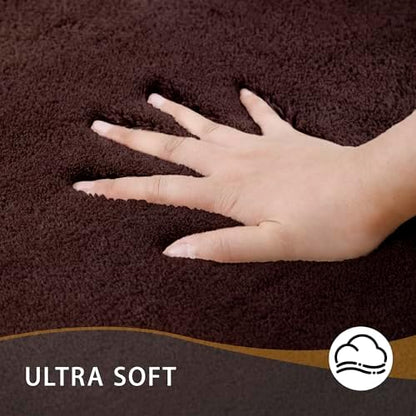 MINIDEAR Toilet Rugs 24x20 - U Shaped Dark Brown Thick Memory Foam Contour Rugs,Ultra Soft & Plush Fluffy, Non-Slip, Quick Dry, Absorbent Washable Floor Microfiber Mat for Home Decor Accessories