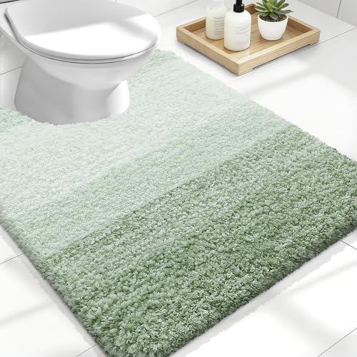 OLANLY Luxury Toilet Rugs U-Shaped 24x20, Soft Absorbent Microfiber Mat