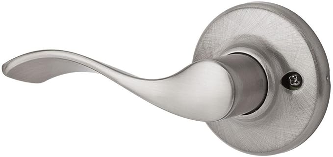 Kwikset Balboa Dummy Door Handle, Single Sided Lever for Closets, French Double Doors, and Pantry, Satin Nickel Non-Turning Left Handed Interior Push/Pull Lever, with Microban Protection