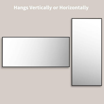 LOAAO 72"X32" Black Rectangle Bathroom Mirror Wall, Matte Black Aluminum Alloy Frame, Tempered Glass, Hangs Vertically or Horizontally, Easy to Install
