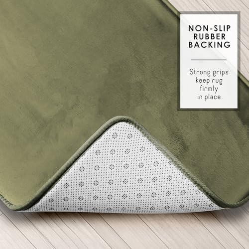 Clara Clark 2 Piece Bathroom Rugs, Velvet Memory Foam Bath Mat Set, Non-Slip Bath Rugs, Machine Wash, Dries Quickly, Ultra Soft Plush Bath Mats for Bathroom, 20 x 32 + Contour, Sage Green
