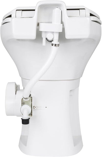SEAFLO Ceramic Residential Height Camper/RV Toilet with Sprayer Attachment & Elongated Ceramic Bowl, 19” Standard Height, Gravity Flush System, Foot Pedal Operation, Soft Close Seat, 4-Year Warranty