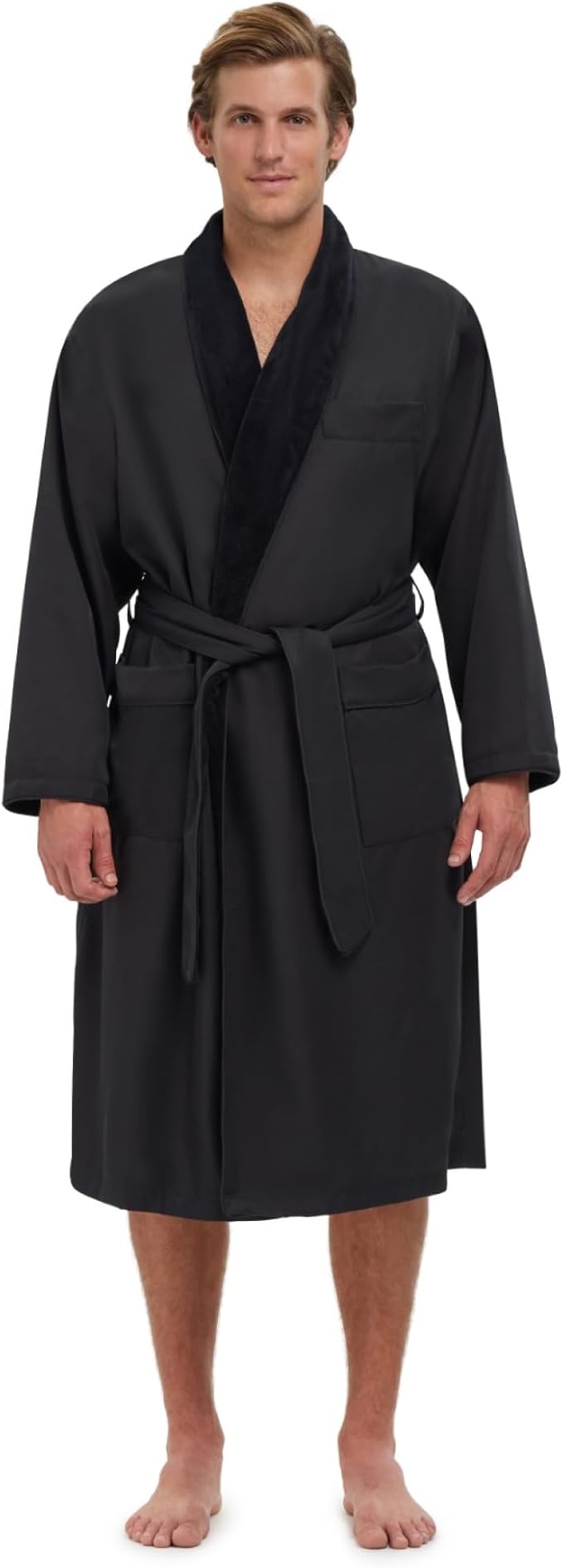 MONARCH Unisex Plush Lined Microfiber Bath Robe - Soft Shell with Polyester Lining, Resort-Grade Hotel & Spa Robe with Pocket