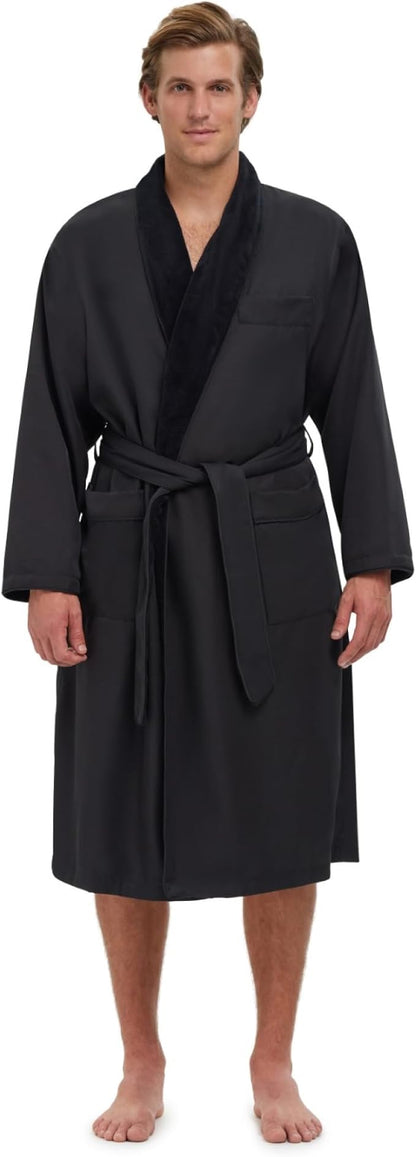 MONARCH Unisex Plush Lined Microfiber Bath Robe - Soft Shell with Polyester Lining, Resort-Grade Hotel & Spa Robe with Pocket