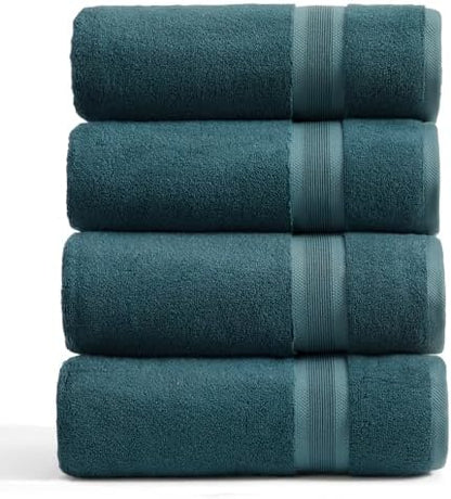 Springtree Home Luxury Bamboo Rayon Plush Bath Towel Set | 4-Pack | Teal