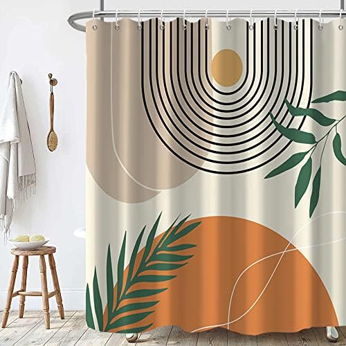 Mid Century Shower Curtain with Hook for Bathroom 72x84 Inch