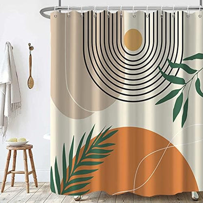 Mid Century Shower Curtain with Hook for Bathroom 72x84 Inch