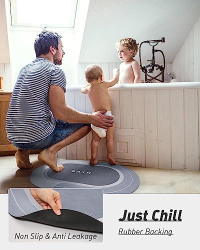MontVoo Bath Mat - Non Slip, Quick Dry, Stain Resistant Bath Mat Rug for Bathroom Floor - Easy Care Shower Rug for Outside Bathtub - 17"x27" Blue