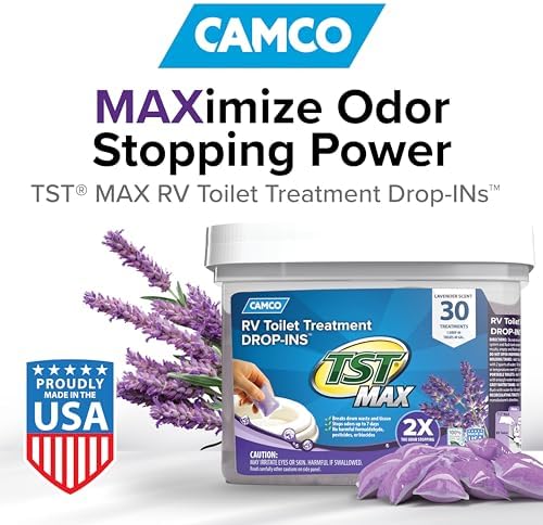 Camco TST MAX RV Toilet Treatment Drop-INs - Lavender 30-pk Made in the USA