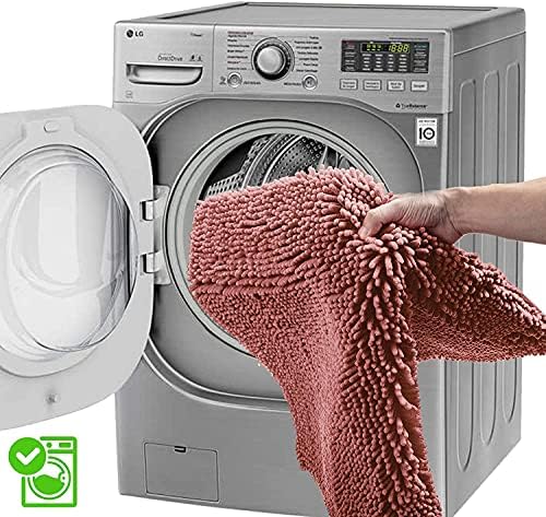 RUN HELIX Bathroom Rugs Sets 2 Piece Thick Absorbent Chenille Bath Rug Set Non Slip, Soft Shaggy Bath Room Floor Mats for Bathroom, Machine Washable, Misty Rose