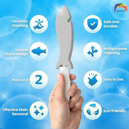 JAVCO Pumice Stone for Cleaning with Handle (2 Pack) – Scrubbing Stone for Porcelain, Ceramic and Tile, Pumiceshark for Toilet Cleaning (2, small pack)