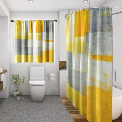 Shower Curtain Set, for Bathroom Decor 72" x 72", Abstract Yellow