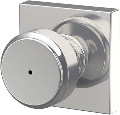 Schlage F40 BWE 625 COL Bowery Knob with Collins Trim Bed & Bath Privacy Door Lock, Bright Chrome