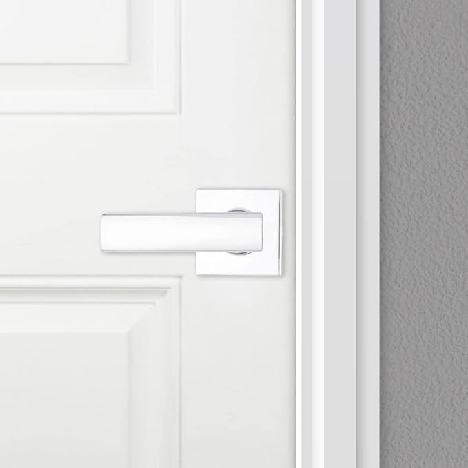 Kwikset Breton Interior Passage Door Handle, Lever For Closet and Hallway Doors, Reversible Non-Locking Handle Lever, Polished Chrome