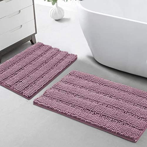 Turquoize Bathroom Rug Set, 2 Piece Soft Absorbent Chenille Bath Rug Set