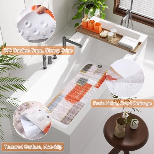XLHOMO Bathroom Accessories Set - 26PCS Orange Bathroom Set, Luxury Bathroom Accessory Set with Shower Curtain and Rugs and Bathtub Mats for Home