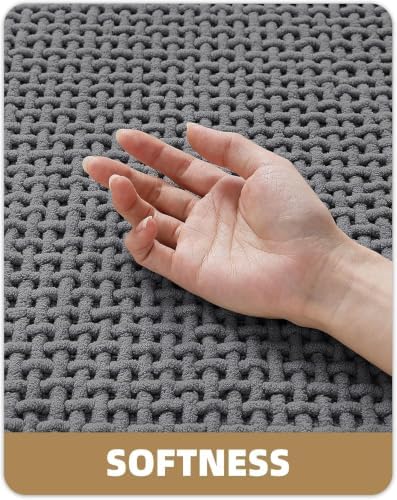 Color&Geometry 24"x47" Thin Waffle Chenille Bathroom Runner Rugs,Grey
