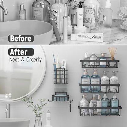 Liuoud 5 Pack Shower Caddy for Inside shower, Dark Grey Bathroom Storage
