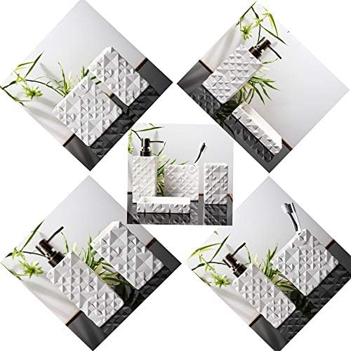 Hymmah Bathroom Accessories Set,Toothbrush Holder,Farmhouse Bathroom Decor,4 Pcs Resin Gift Set Apartment Necessities, Contain Toothbrush Cup,Soap Dispenser,Soap Dish,Tumbler