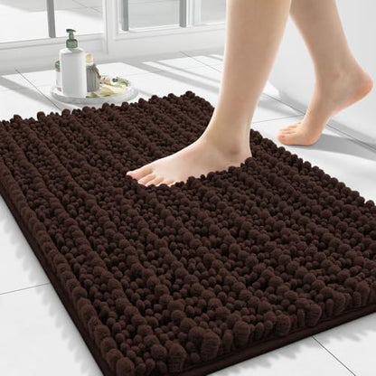 Smiry Bathroom Rugs 24X16, Extra Soft Rubber Backing Chenille Bath Mats
