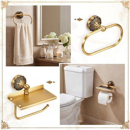 2 Pcs Antique Toilet Paper Holder Hand Towel Ring, Style 1