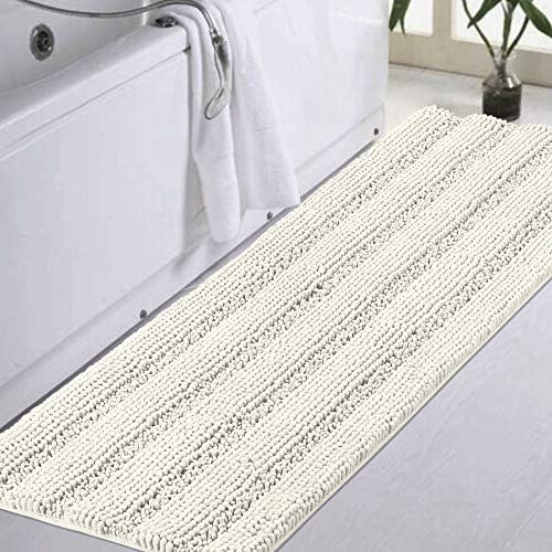 Turquoize Bathroom Runner Rug 17"x47", Soft Absorbent Chenille Bath Rug