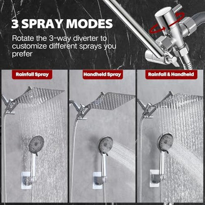 Shower Head,12 ”High Pressure Rainfall Shower Head with Handheld Dual Spray