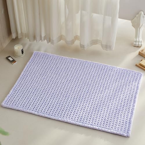 TYUU Waffle Bath Mat, Cute Bathroom Rugs Non Slip, 36x24 Lavender Cream
